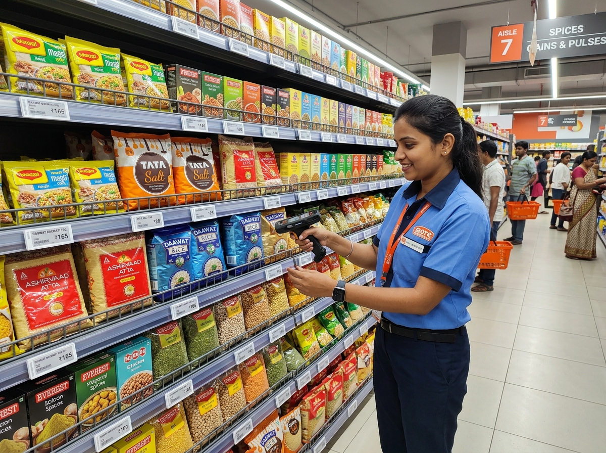 Supermarket FMCG grocery aisle inventory stock audit