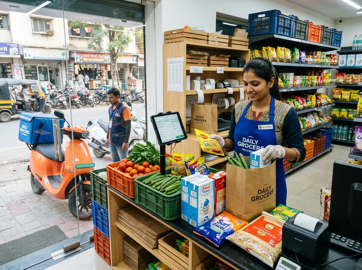 Local supermarket quick commerce delivery packing