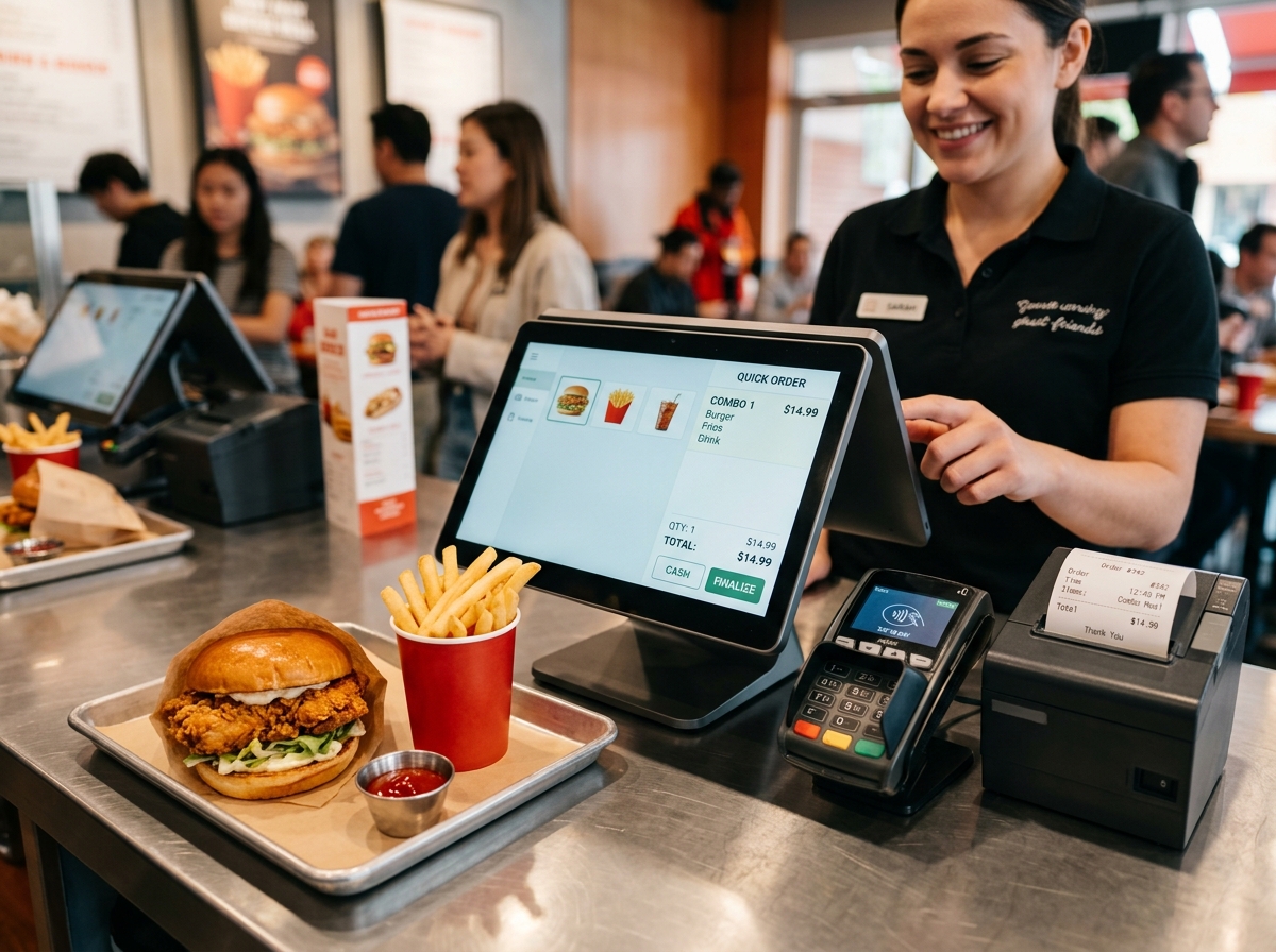 Real QSR touch POS billing terminal